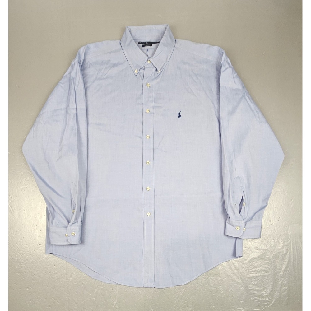 Vintage Ralph Lauren Yarmouth Oxford Button Down Blue Dress Shirt Mens 17 34/35